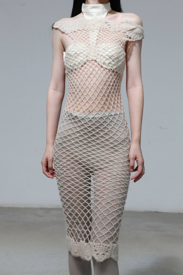 RUI hand hook mesh dress RAW23CR02 beige